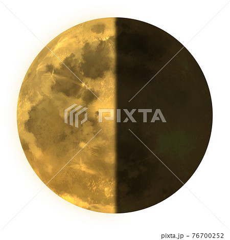 金色に光る月齢22 下弦 の月のイラスト素材のイラスト素材