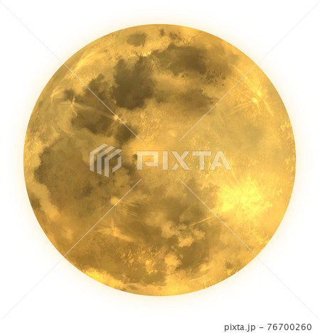 金色に光る月齢15(満月)の月のイラスト素材 76700260
