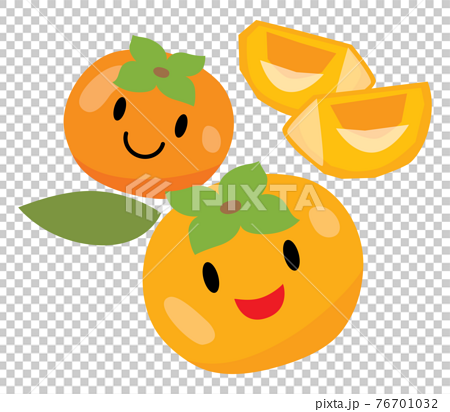 2つの可愛い柿のキャラクターのイラスト素材
