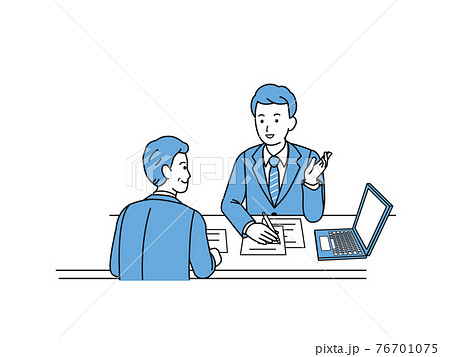 ビジネスシーン　打ち合わせ　商談　男性　ミーティング　イラスト素材 76701075