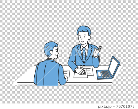 ビジネスシーン　打ち合わせ　商談　男性　ミーティング　イラスト素材 76701075