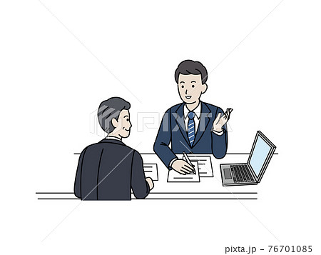 ビジネスシーン　打ち合わせ　商談　男性　ミーティング　イラスト素材 76701085