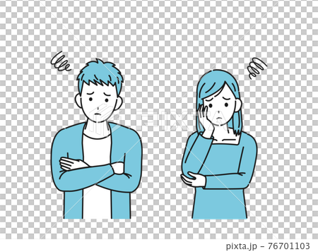 Young men and women couples college students worries worries anxiety illustration material 76701103