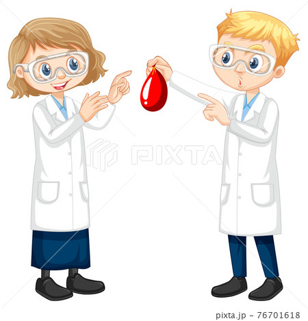 Two young scientist talking each other Two young scientist talking each other 76701618