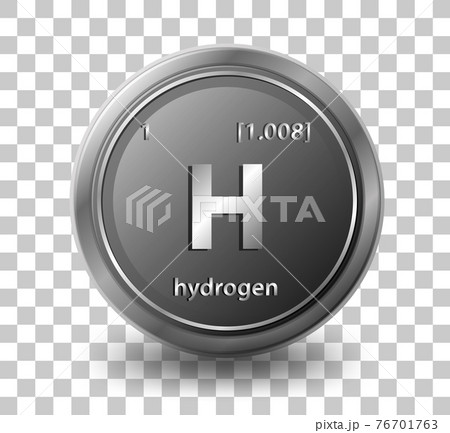 Hydrogen chemical element. Chemical symbol with atomic number and atomic mass. Hydrogen chemical element. Chemical symbol with atomic number and atomic mass. 76701763