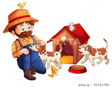 Happy man and his dog Happy man and his dog 76701780