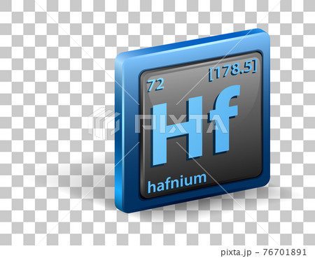 Hafnium chemical element. Chemical symbol with atomic number and atomic mass. 76701891