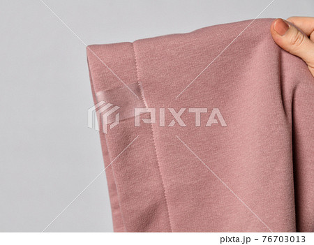 Closeup of pink hood, cowl top fabric with blank Closeup of pink hood, cowl top fabric with blank 76703013