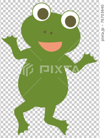 The frog is standing with a smile 76703640
