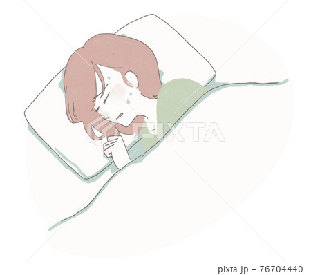 睡眠時にうなされる若い女性のイラスト素材