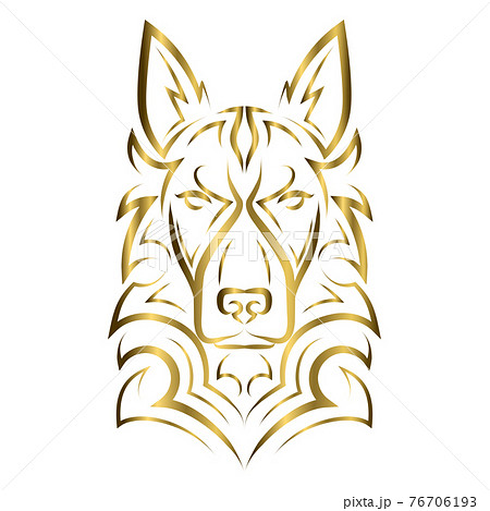 Gold Line Art Of German Shepherd Dog Head Good のイラスト素材