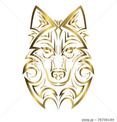 Gold Line Art Of Wolf Head Good Use For のイラスト素材