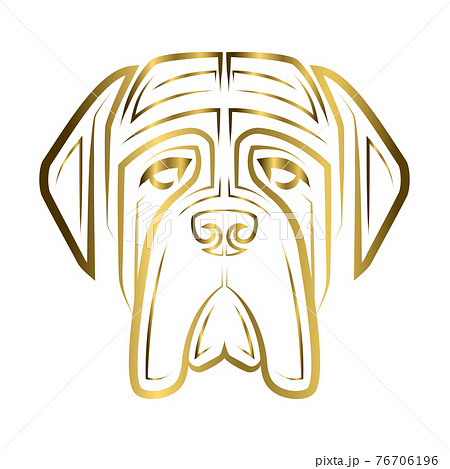 gold line art of English Mastiff dog head. Good use for symbol, mascot, icon, avatar, tattoo, T Shirt design, logo or any design you want. 76706196