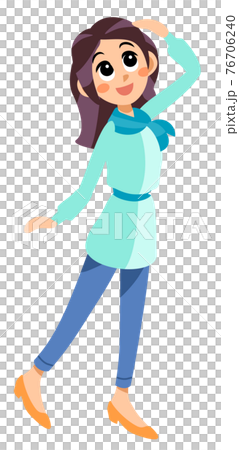 見上げる女性のイラストのイラスト素材