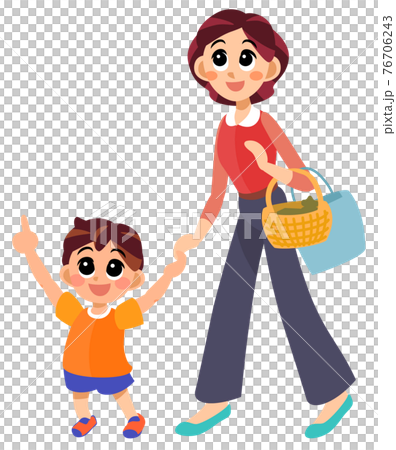 楽しそうな母子のイラスト 楽しそうな母子のイラスト 76706243