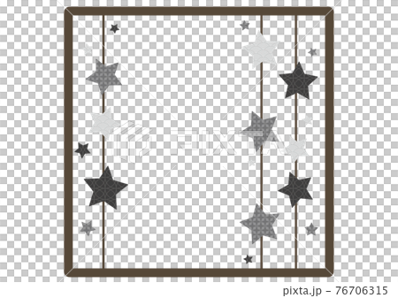 黑白日本圖案星的方形框架 76706315