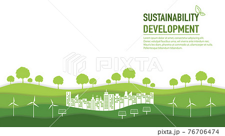 Eco friendly and sustainability development concept with paper cut design Eco friendly and sustainability development concept with paper cut design 76706474