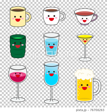 飲み物 グラス セット 笑顔 76708263
