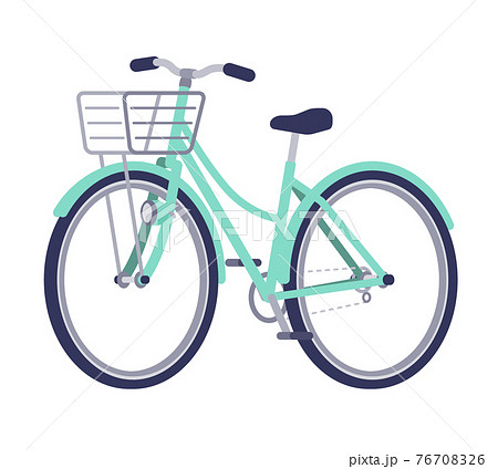 斜め向きの自転車 ママチャリ のイラスト素材