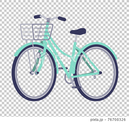 斜め向きの自転車 ママチャリ のイラスト素材