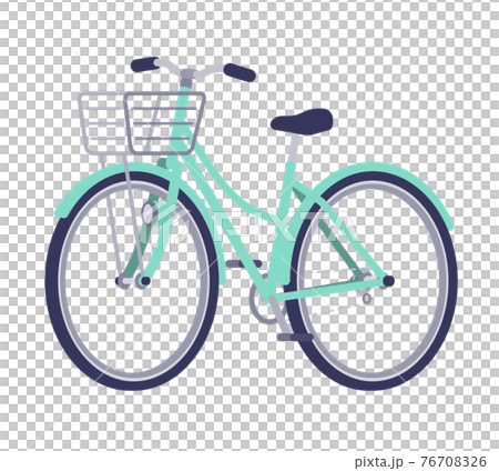 斜め向きの自転車 ママチャリ のイラスト素材