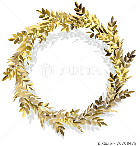 フレーム 立体的な金の月桂樹の冠 リース ベクターイラストのイラスト素材