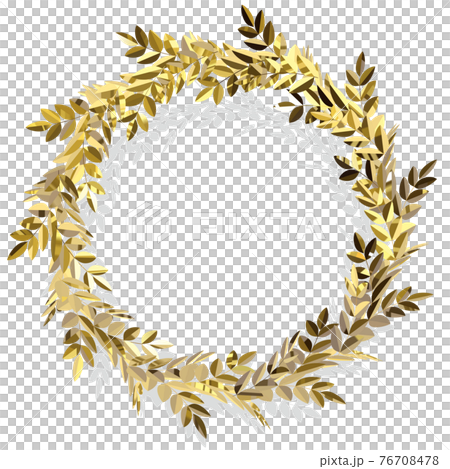フレーム 立体的な金の月桂樹の冠 リース ベクターイラストのイラスト素材 フレーム 立体的な金の月桂樹の冠 リース ベクターイラストのイラスト素材