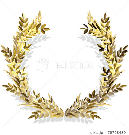 フレーム 立体的な金の月桂樹の冠 ホースシュー ベクターイラストのイラスト素材