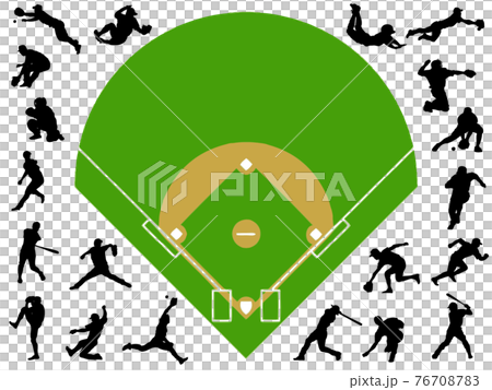 Baseball silhouette and Koshien Stadium Baseball silhouette and Koshien Stadium 76708783