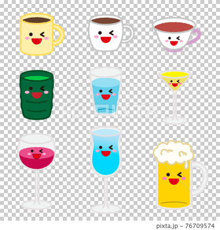 飲み物 グラス セット ウインク 手書き風のイラスト素材 飲み物 グラス セット ウインク 手書き風のイラスト素材