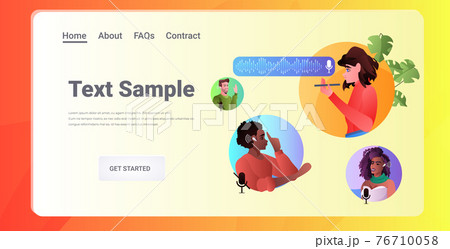 people communicating by voice messages audio chat application social media online communication people communicating by voice messages audio chat application social media online communication 76710058