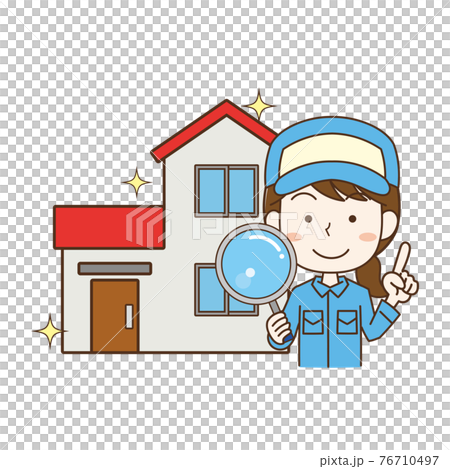 女工拿著放大鏡調查房子 76710497