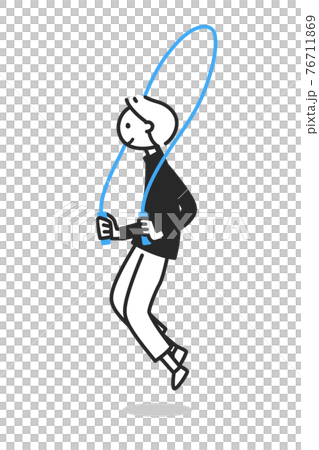 ちまっとした人物 縄跳びする男性のイラスト素材