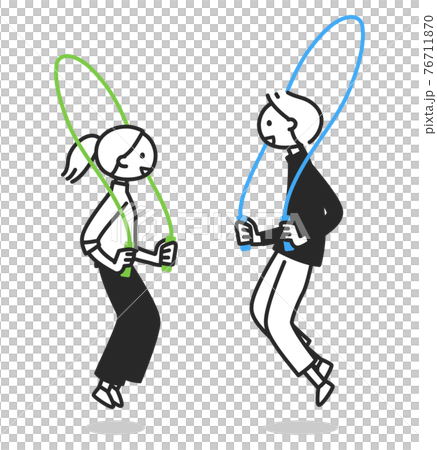 A small person, a man and a woman jumping rope A small person, a man and a woman jumping rope 76711870