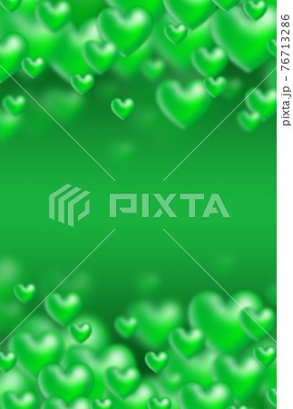 バブルっぽい緑色の立体ハートが上下から湧き上がるイメージ 縦 他色有 バブルっぽい緑色の立体ハートが上下から湧き上がるイメージ 縦 他色有 76713286