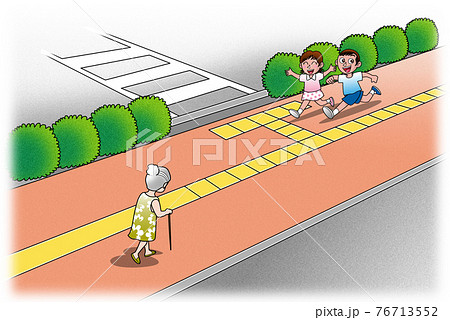 歩道 点字ブロックのイラスト素材