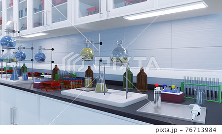 Workplace table in modern scientific research lab 76713984