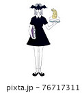 コウモリのマスクをかぶった黒い衣装の魔女 76717311