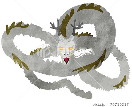 ホワイトドラゴンの全身威嚇のイラスト素材