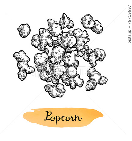 Ink sketch of popcorn. 76719697