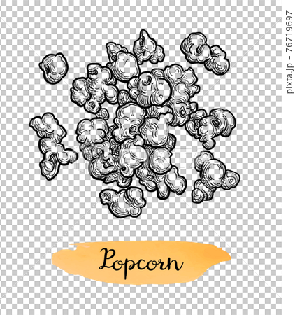 Ink sketch of popcorn. 76719697