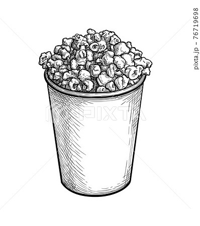 Ink sketch of popcorn. 76719698