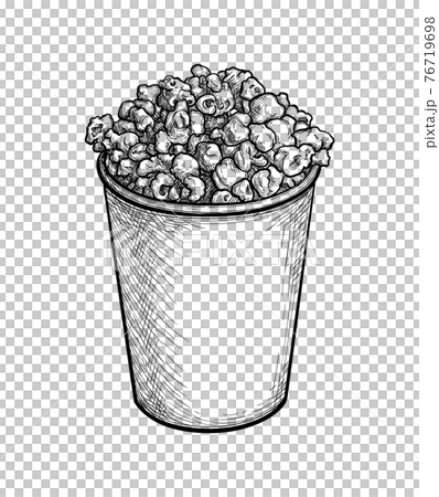 Ink sketch of popcorn. 76719698