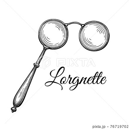 Ink sketch of lorgnette. 76719702