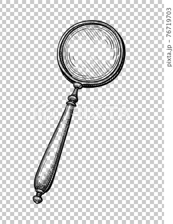 Ink sketch of magnifying glass. 76719703