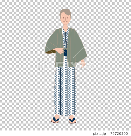 Hot spring trip, a senior man in a yukata pose 76720300