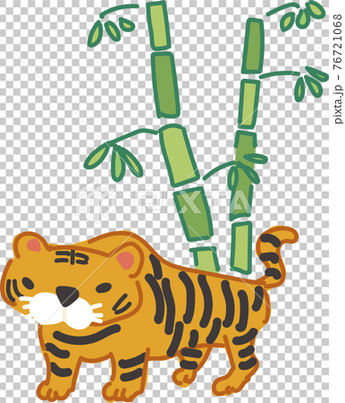 簡単な虎と竹の年賀状イラストのイラスト素材