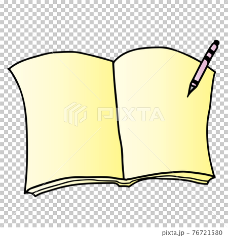 白紙ノートとペンのイラストのイラスト素材