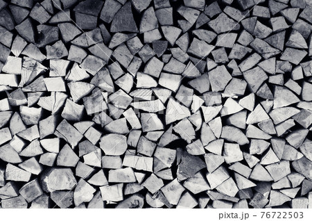 Abstract firewood natural background. Black and white toned 76722503