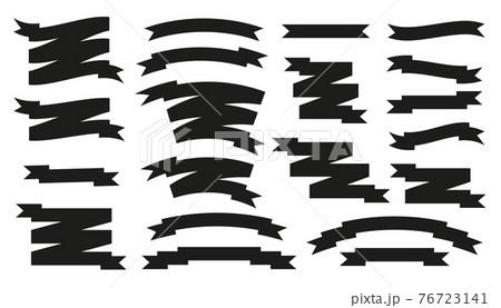 Retro vector black ribbons set isolated on whiteのイラスト素材 [76723141] - PIXTA